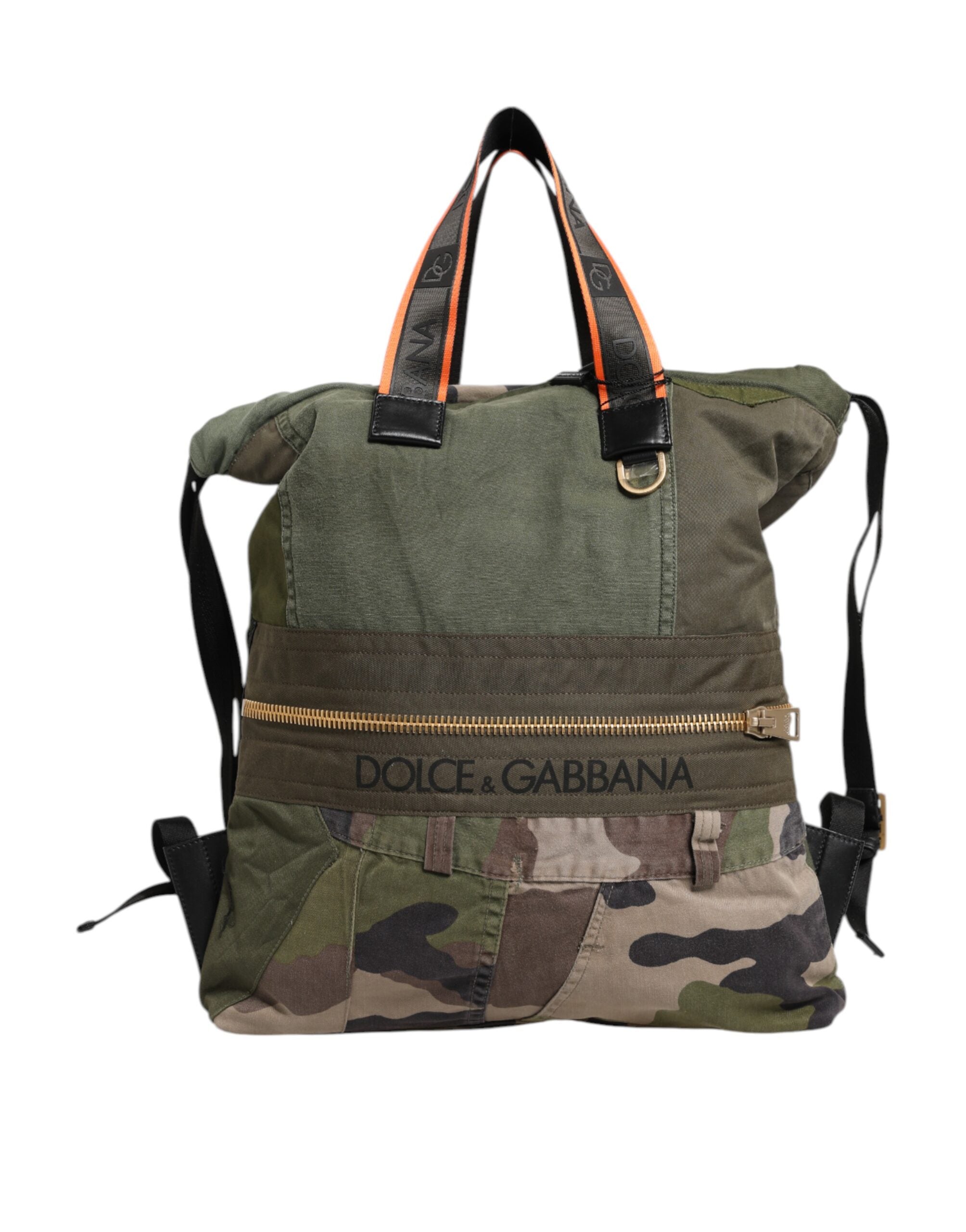 Dolce & Gabbana Military Green Patchwork Rucksack Backpack Men's Bag