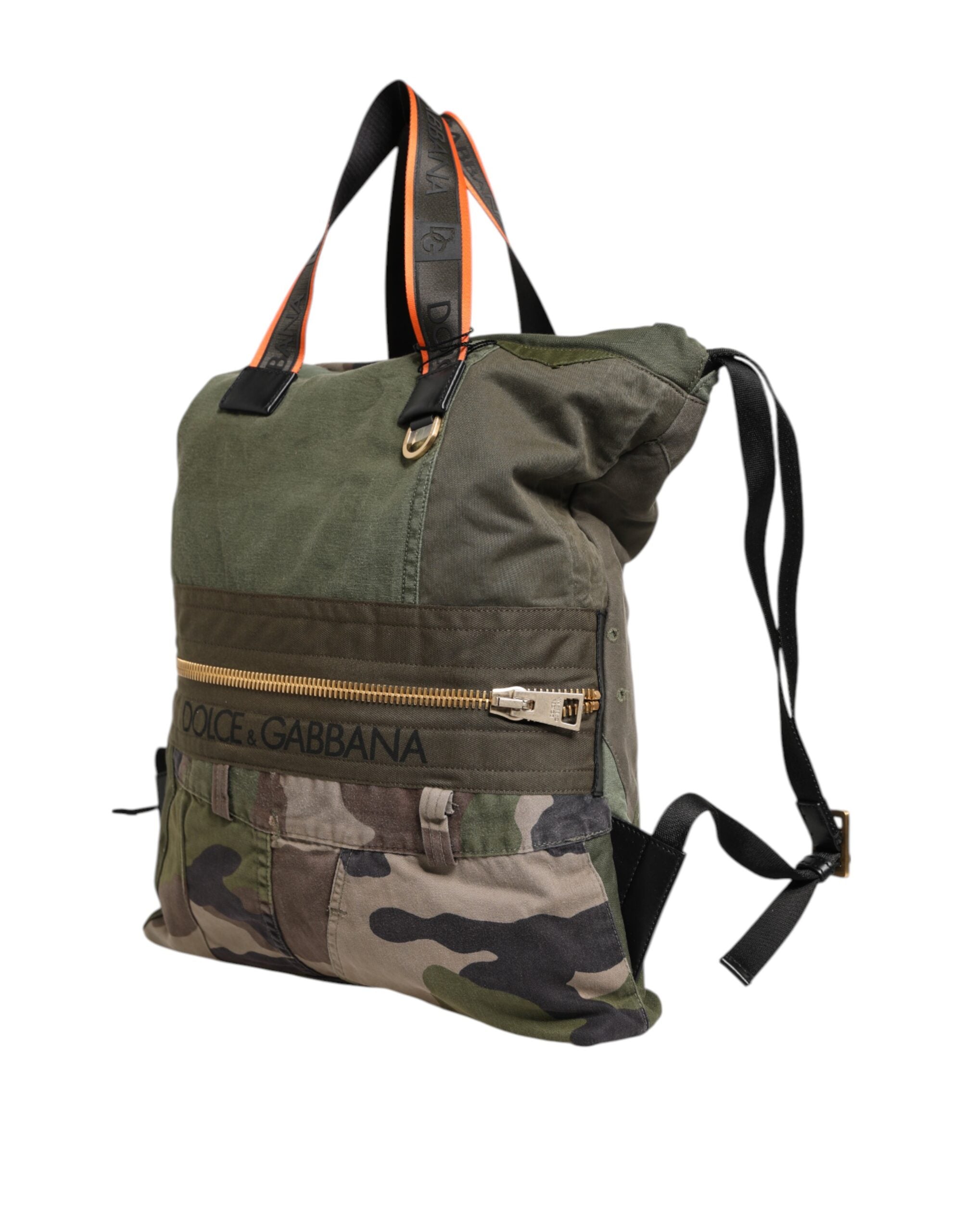 Dolce & Gabbana Military Green Patchwork Rucksack Backpack Men's Bag