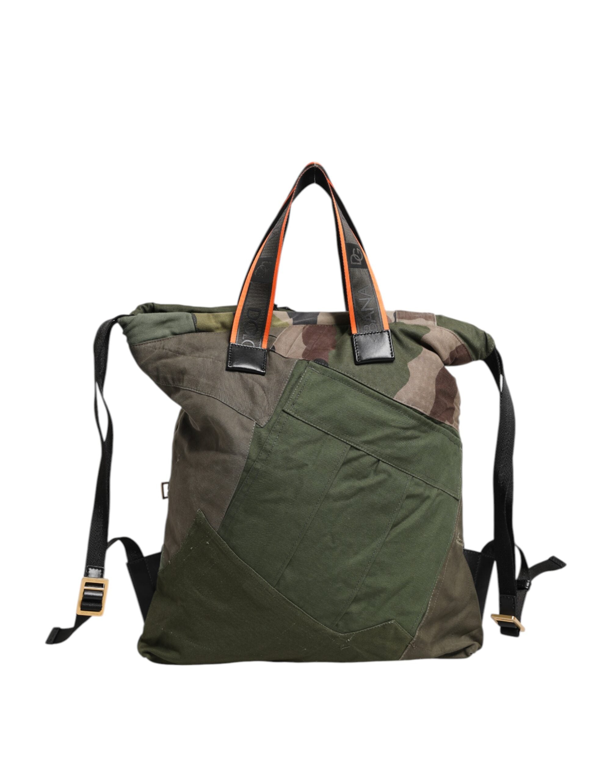 Dolce & Gabbana Military Green Patchwork Rucksack Backpack Men's Bag