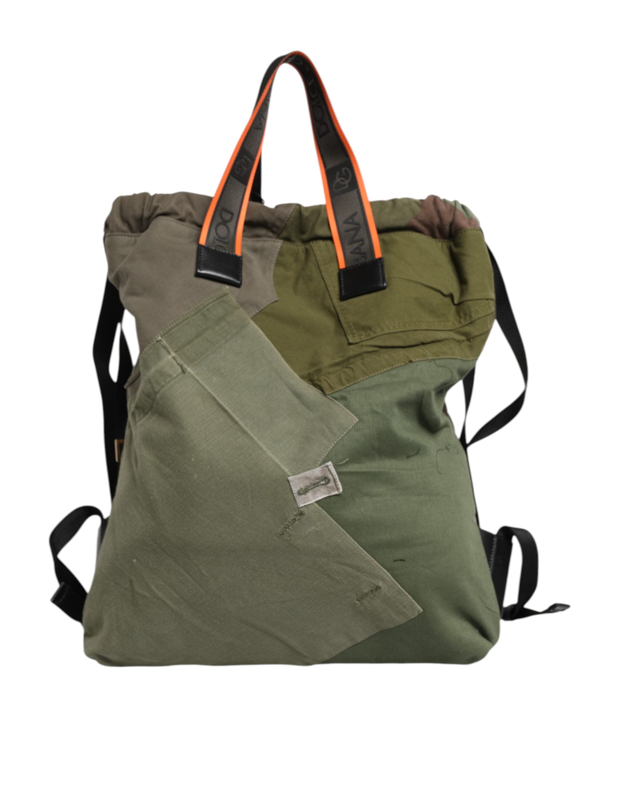Dolce & Gabbana Military Green Patchwork Rucksack Backpack Men's Bag