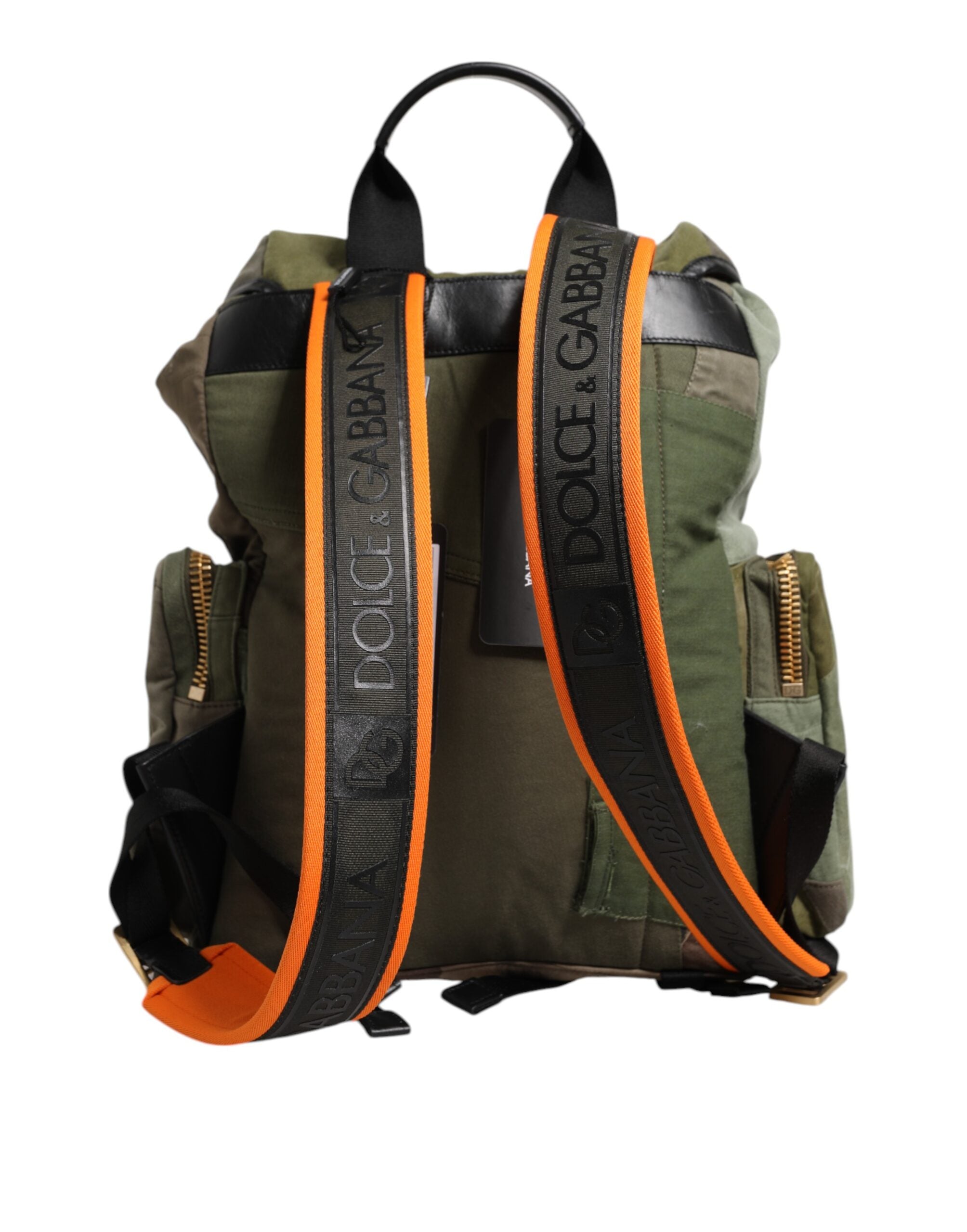 Dolce & Gabbana Military Green Patchwork Rucksack Backpack Men's Bag