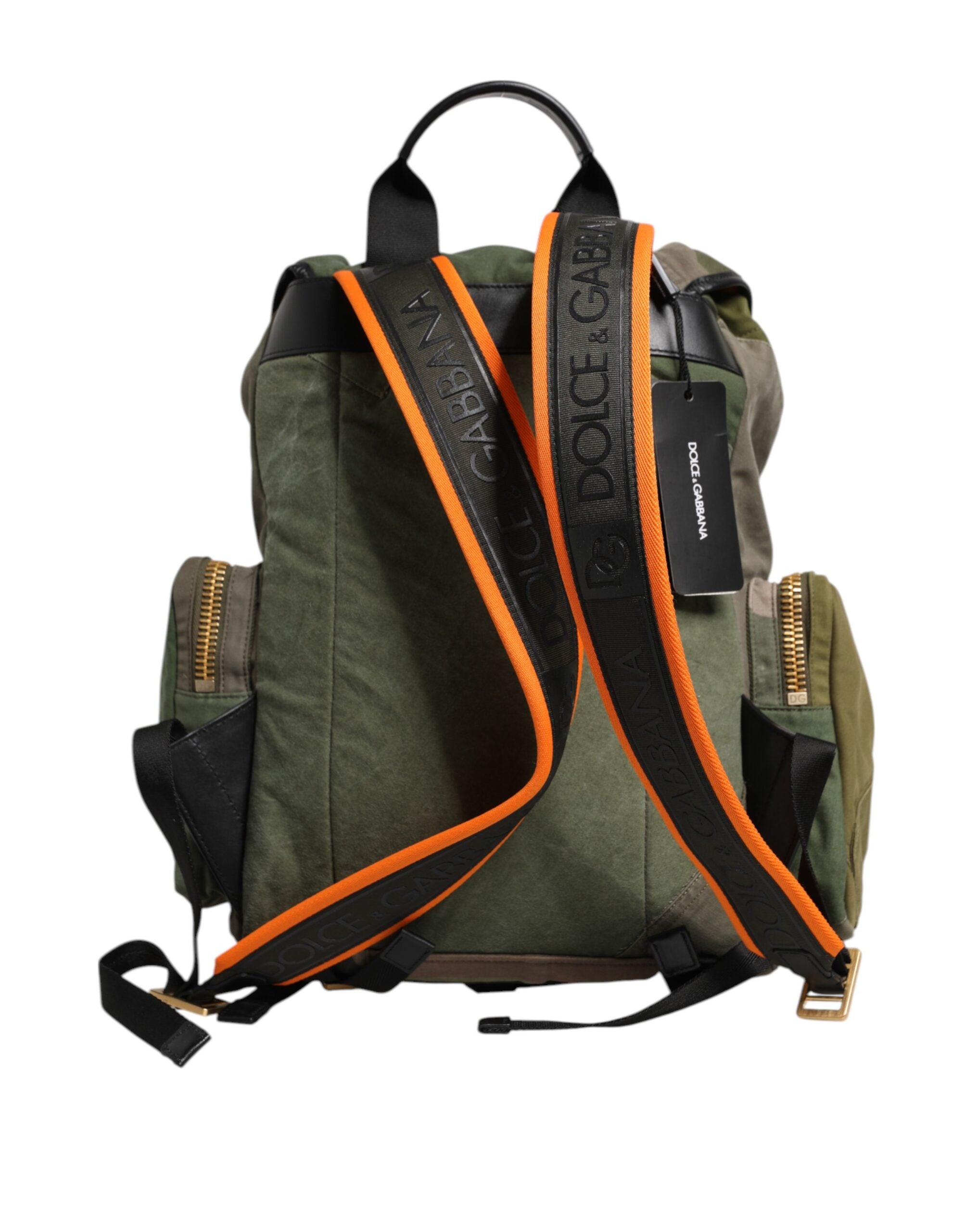 Dolce & Gabbana Military Green Patchwork Rucksack Backpack Men's Bag