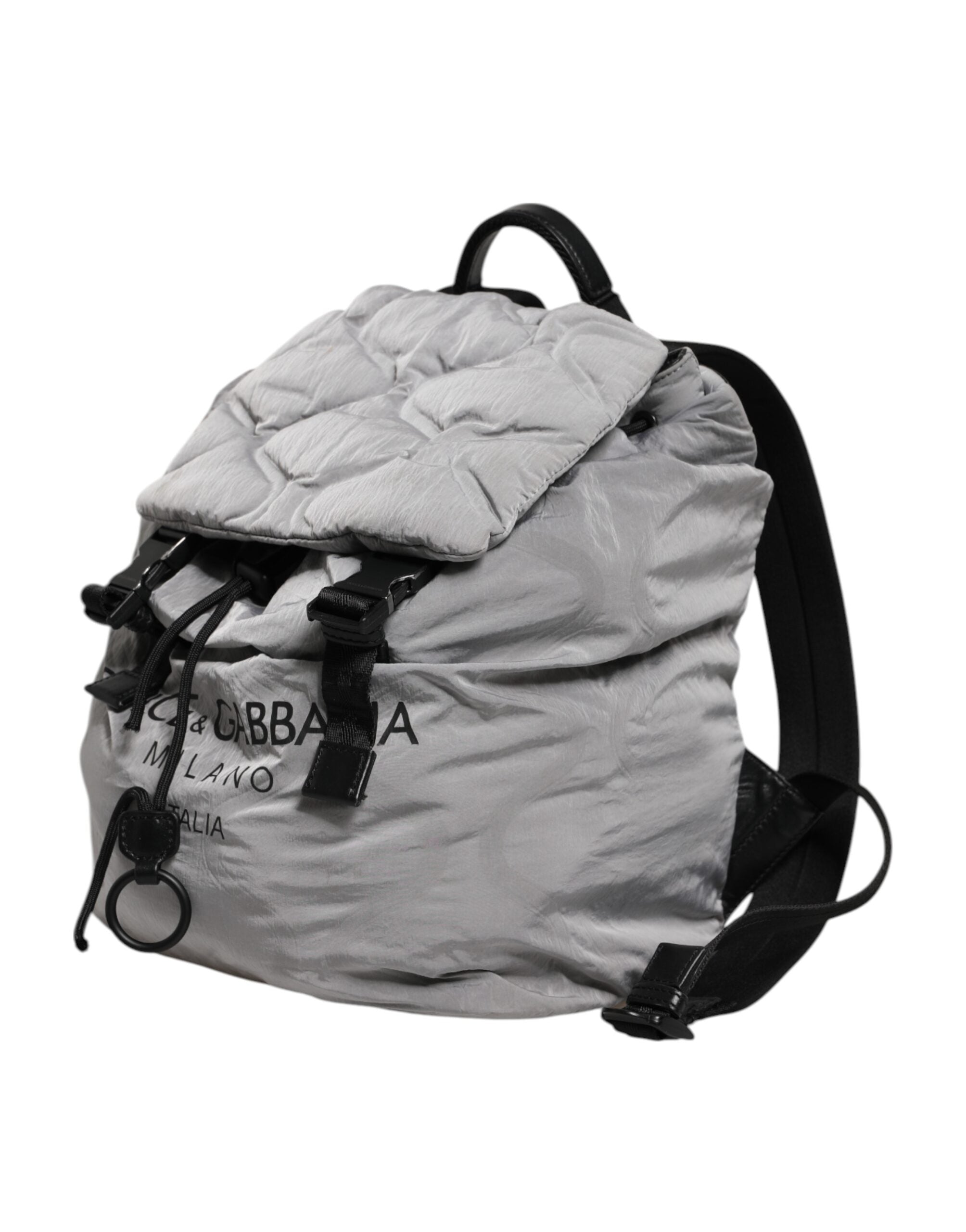 Dolce & Gabbana Gray Milano Print Drawstring Travel Backpack Men's Bag (Pre-Owned)