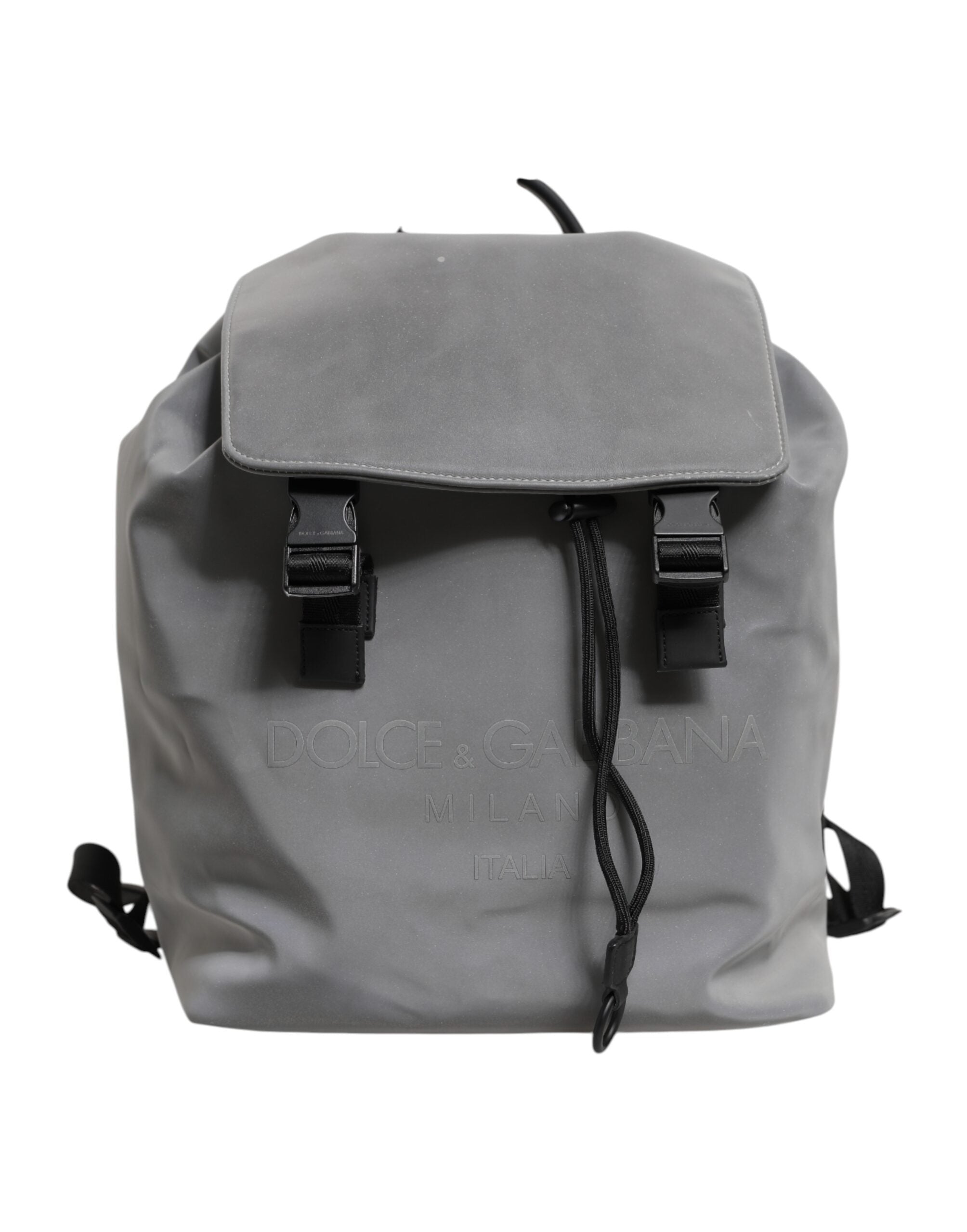 Dolce & Gabbana Gray Palermo Reflector Buckles Drawstring Backpack Men's Bag (Pre-Owned)