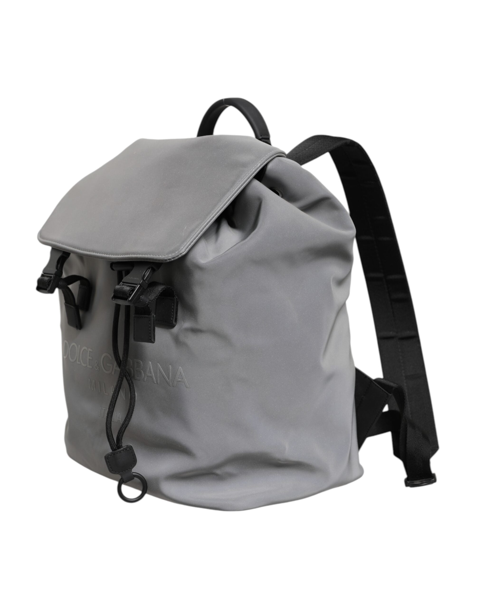 Dolce & Gabbana Gray Palermo Reflector Buckles Drawstring Backpack Men's Bag (Pre-Owned)