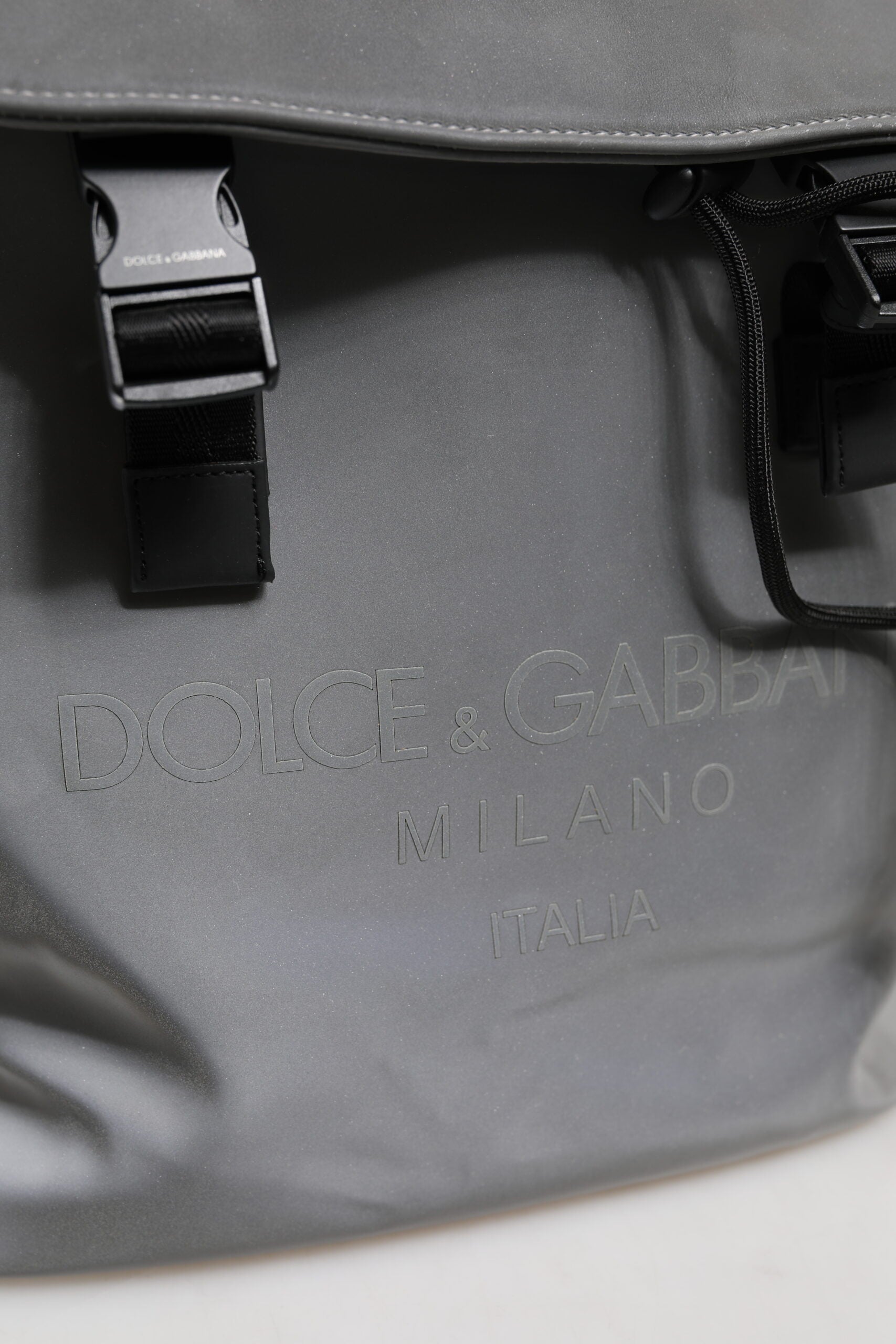 Dolce & Gabbana Gray Palermo Reflector Buckles Drawstring Backpack Men's Bag (Pre-Owned)