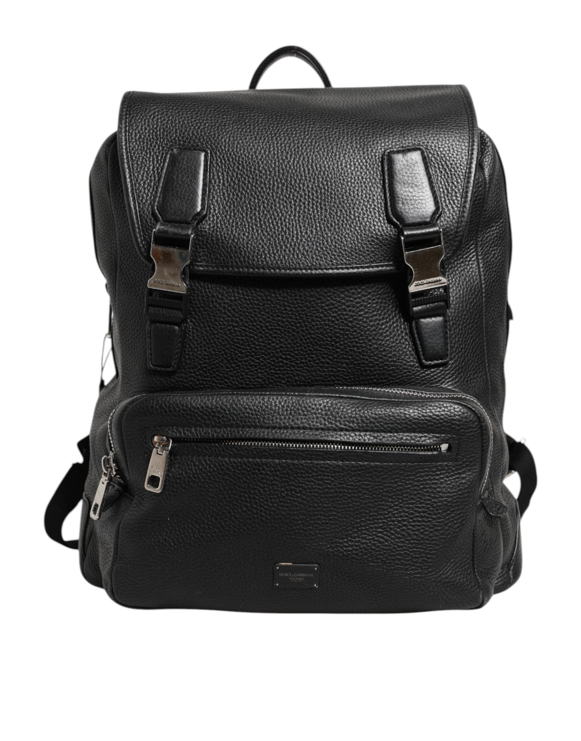 Dolce & Gabbana Black Palermo Backpack Hammered Calfskin Leather Men's Bag (Pre-Owned)