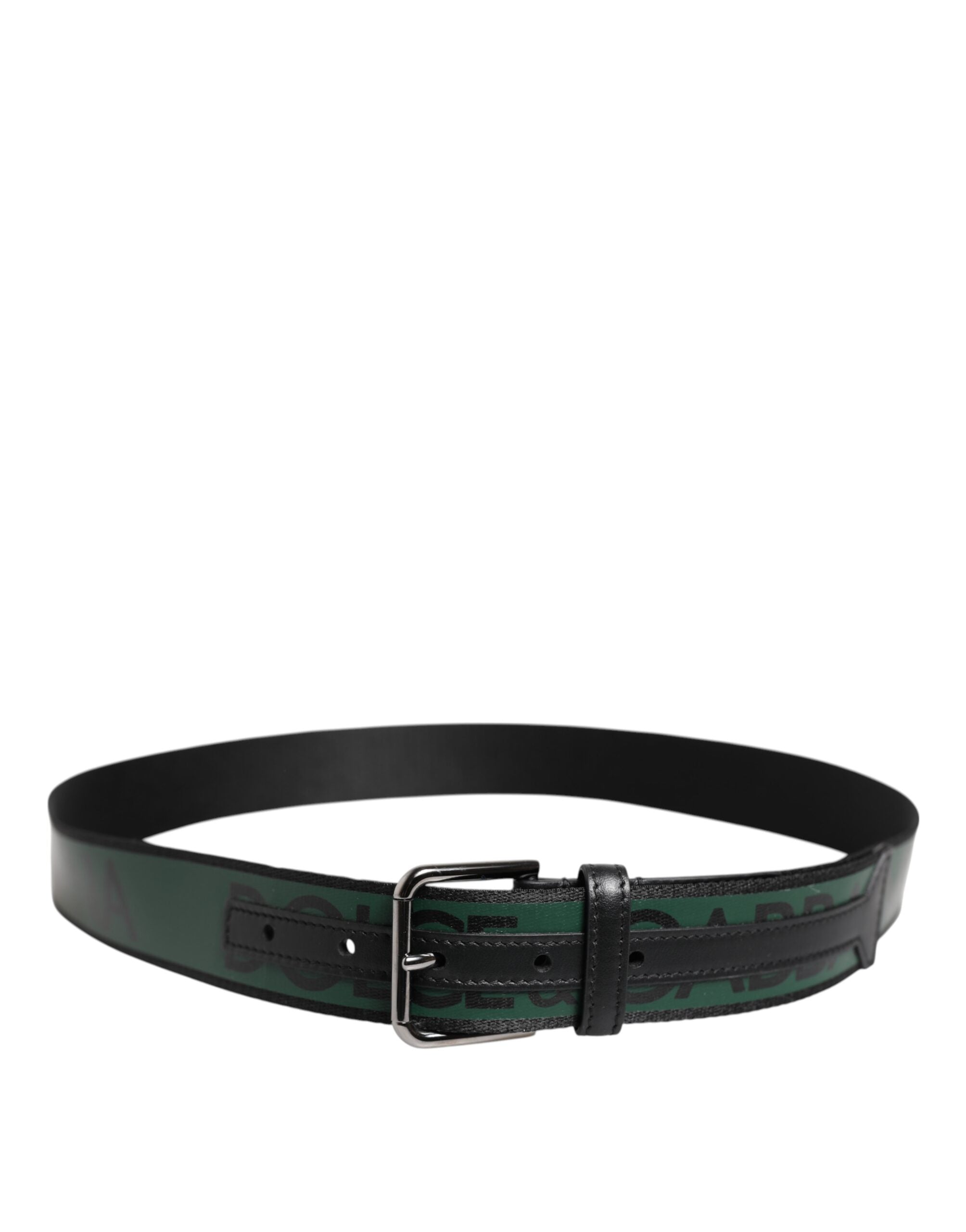 Dolce & Gabbana Green Black Polyester DG Logo Buckle Men's Belt (Pre-Owned)