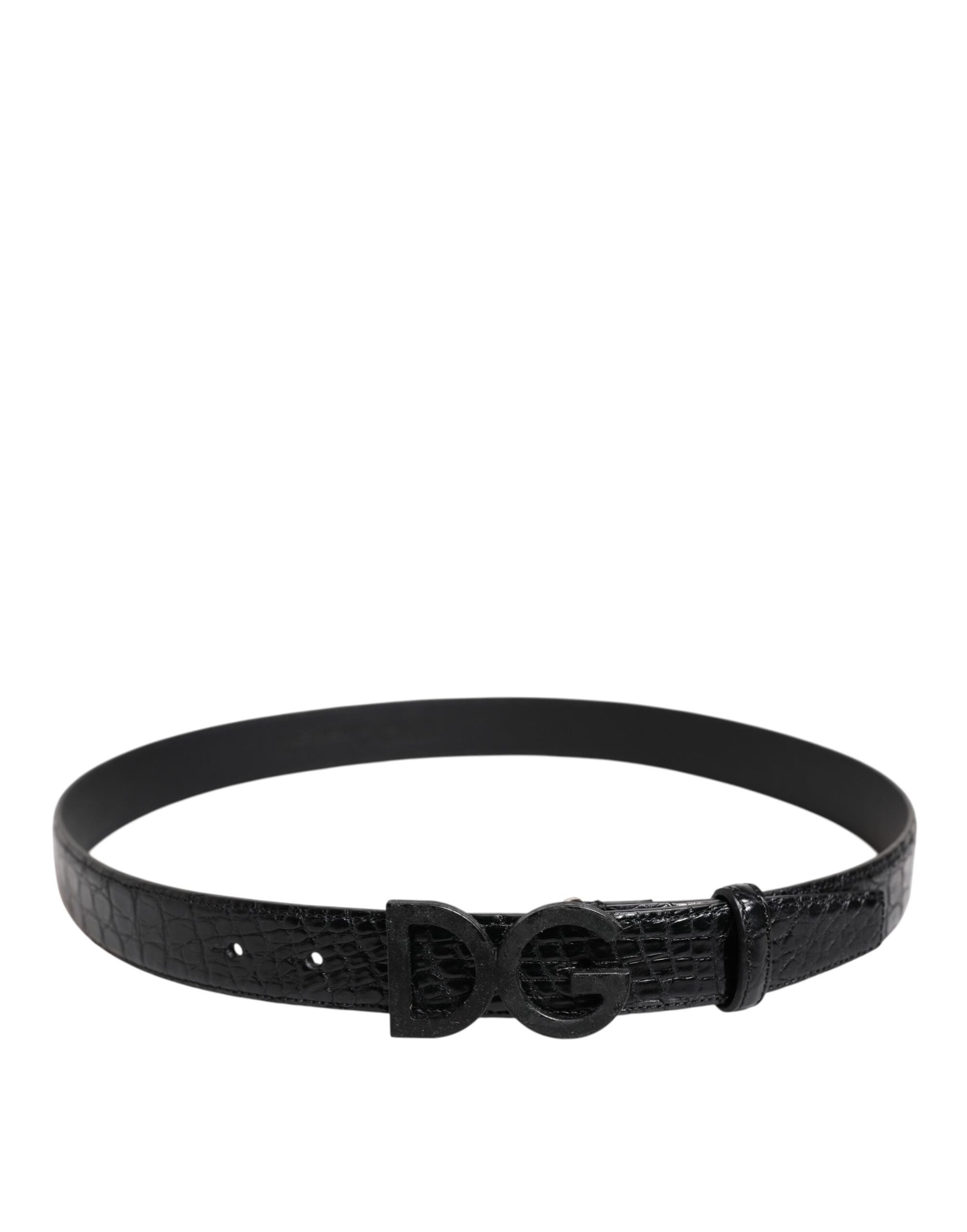 Dolce & Gabbana Black Leather Classic Metal DG Buckle Men's Belt (Pre-Owned)