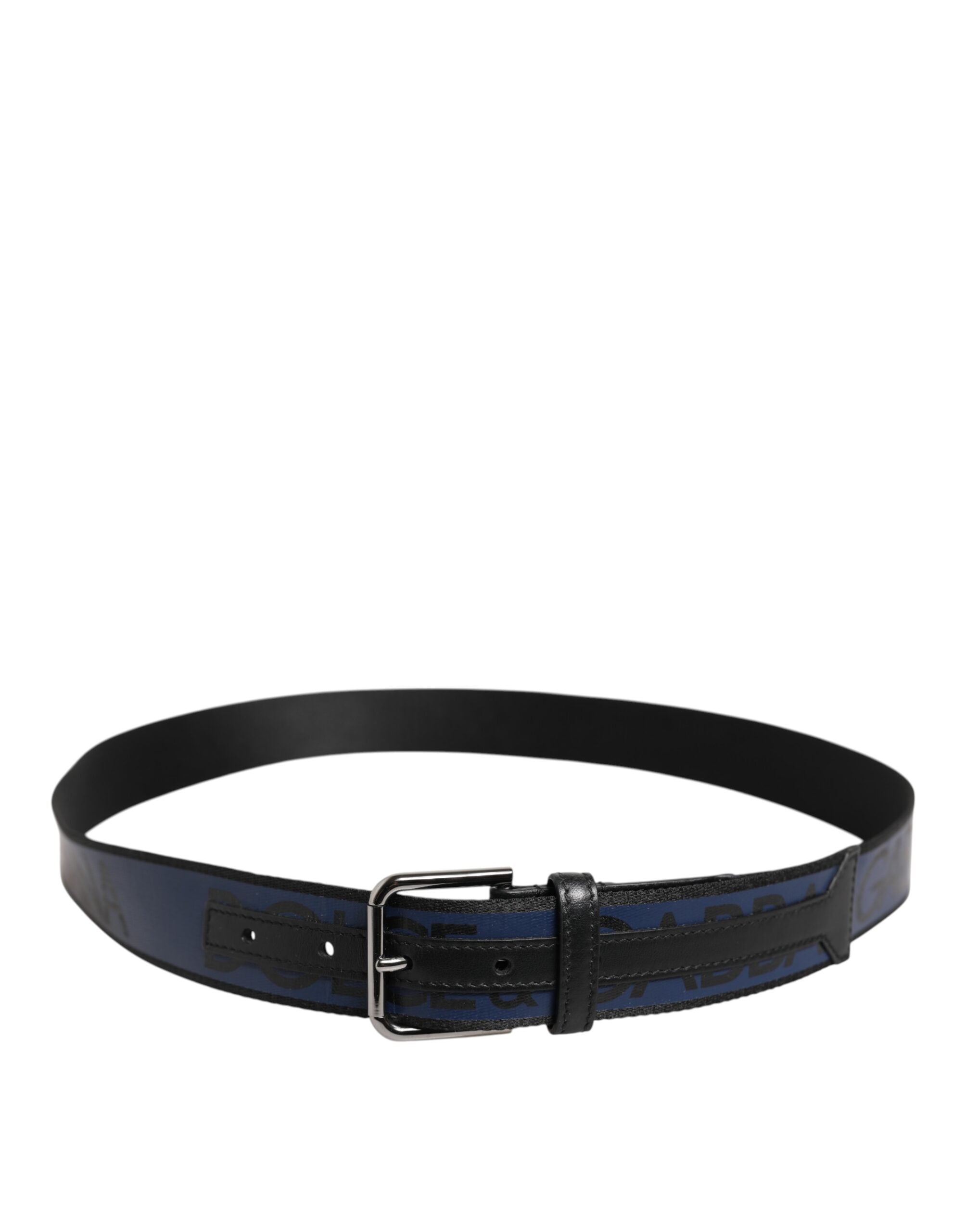 Dolce & Gabbana Blue Black Polyester Metal Buckle Men's Belt (Pre-Owned)
