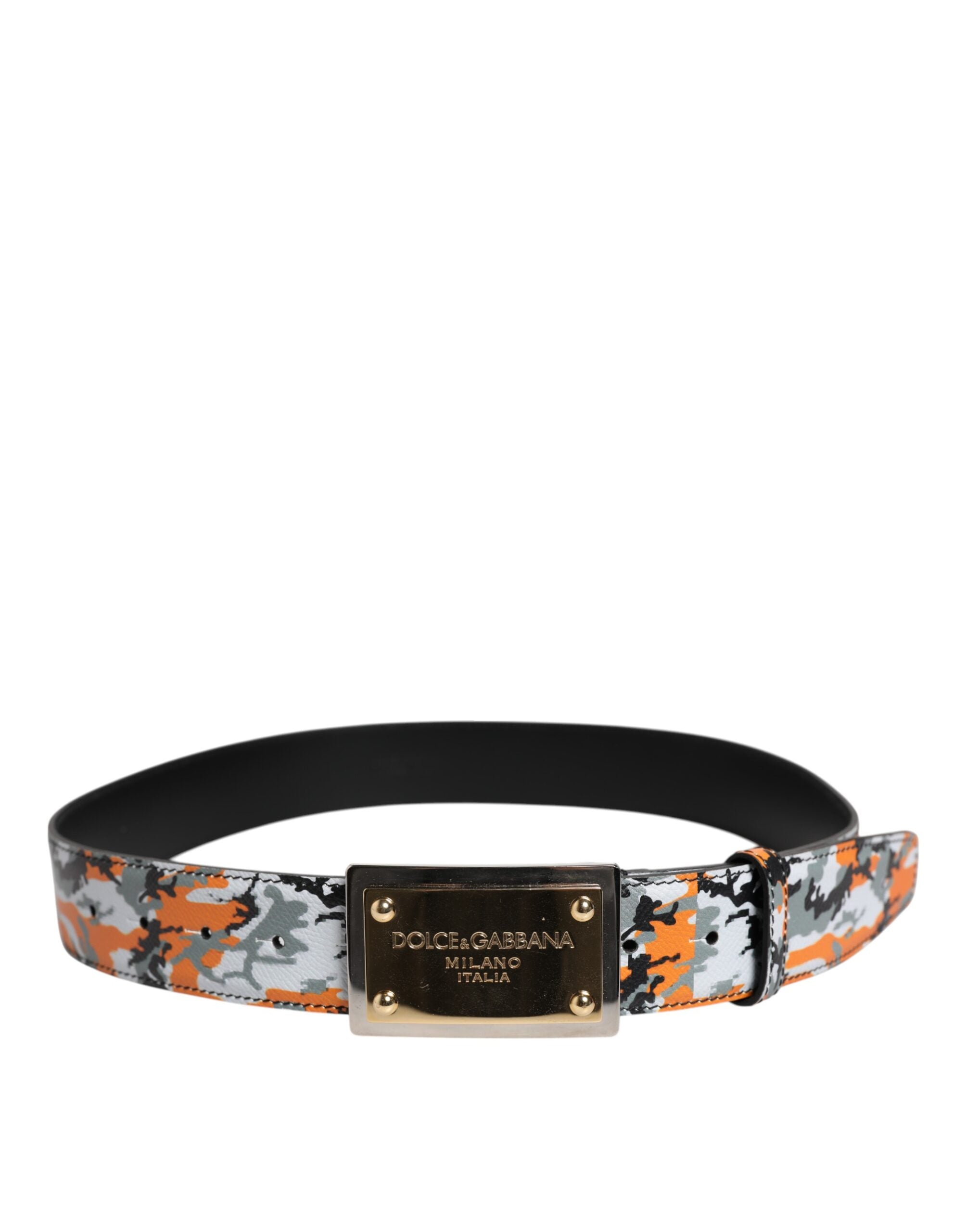 Dolce & Gabbana Multicolor Camouflage Metal Logo Buckle Men's Belt
