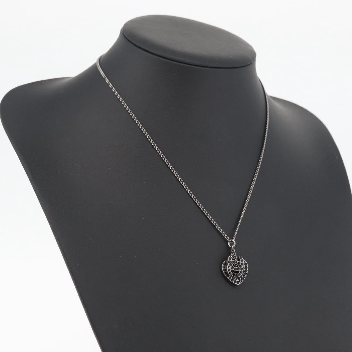 Chanel Coco Long Metal With Faux Pearls And Crystals Black Metal Necklace Jewelry (Pre-Owned)