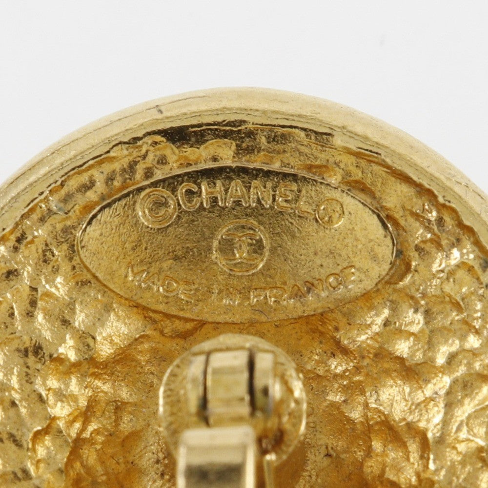 Chanel Vintage Logo Round Plated Gold Gold Gold_Plated Cufflinks Jewelry (Pre-Owned)