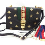 Gucci Sylvie Black Leather Shoulder Bag (Pre-Owned)