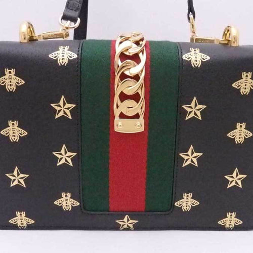 Gucci Sylvie Black Leather Shoulder Bag (Pre-Owned)