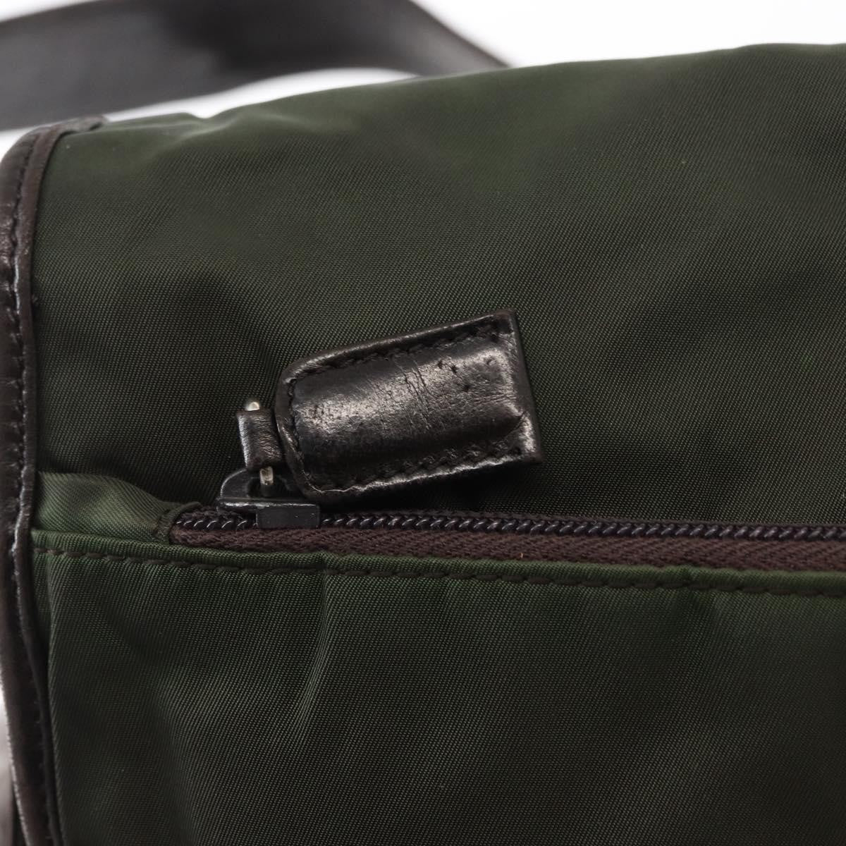 Prada Double Buckle Flap Messenger Tessuto Khaki Nylon Shoulder Bag Bag (Pre-Owned)