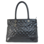 Chanel Matelassé Black Patent Leather Tote Bag (Pre-Owned)
