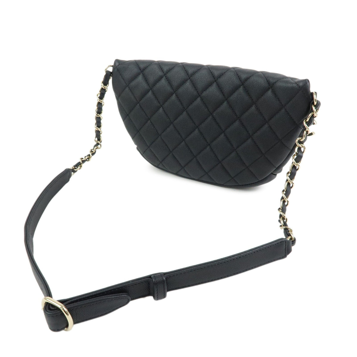 Chanel Business Affinity Waist Quilted Caviar Black Leather Handbag (Pre-Owned)