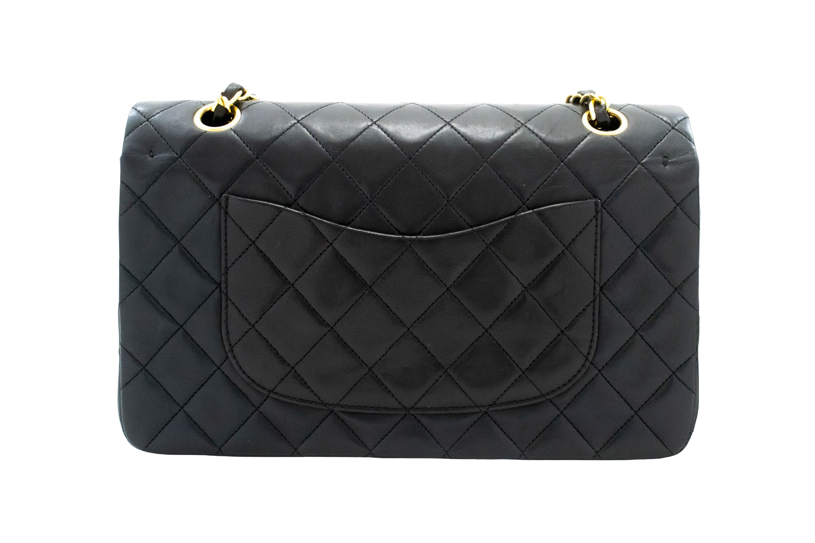 Chanel Classic Flap Lambskin Black Leather Crossbody Bag Bag (Pre-Owned)