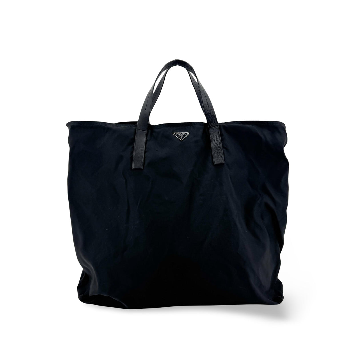 Prada Open Tote Tessuto Black Nylon Handbag (Pre-Owned)