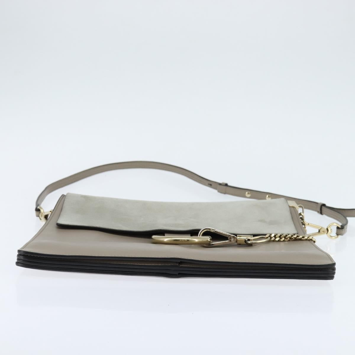 Chloe Faye Leather And Suede Gray Leather Shoulder Bag Bag (Pre-Owned)