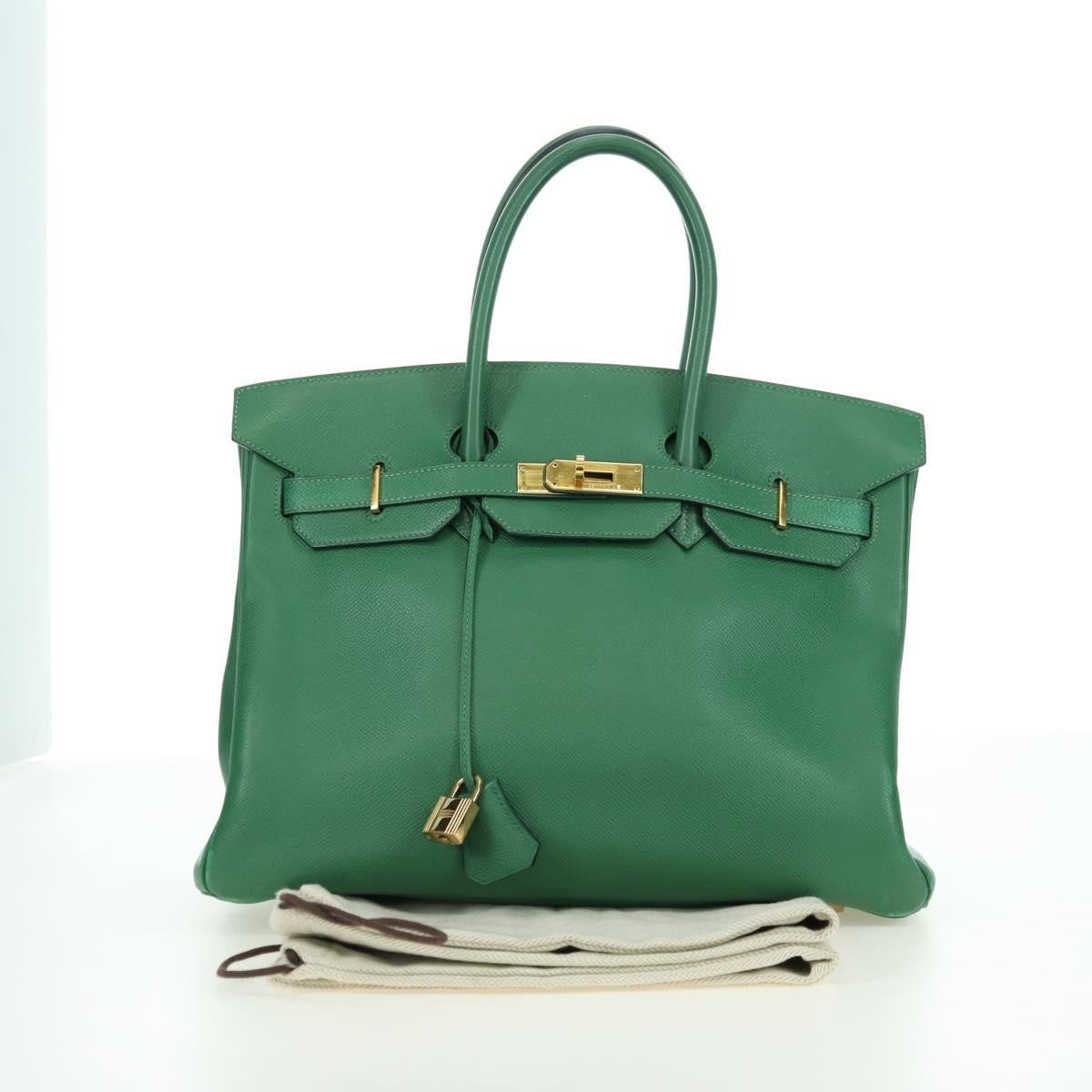 Hermes Birkin Green Togo With Gold Hardware Green Leather Handbag (Pre-Owned)