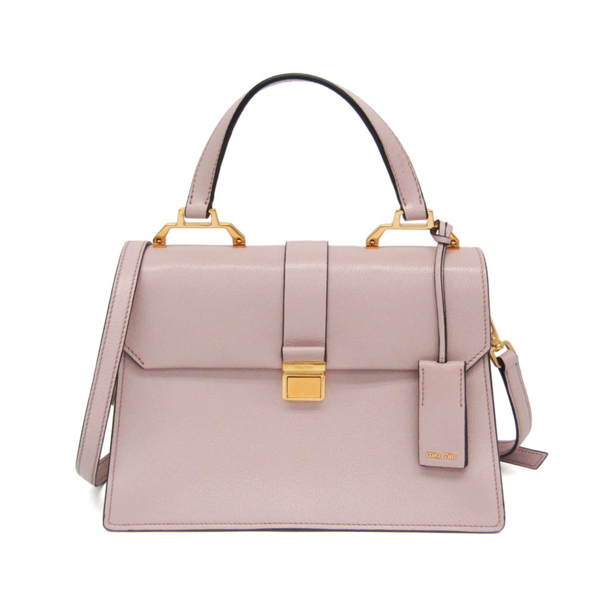 Miu Miu Madras Convertible Compartment Top Handle Leather Pink Leather Handbag (Pre-Owned)