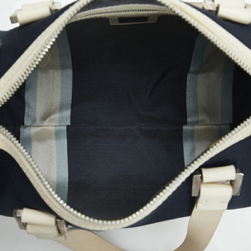 Fendi Zucca Navy Canvas Handbag (Pre-Owned)
