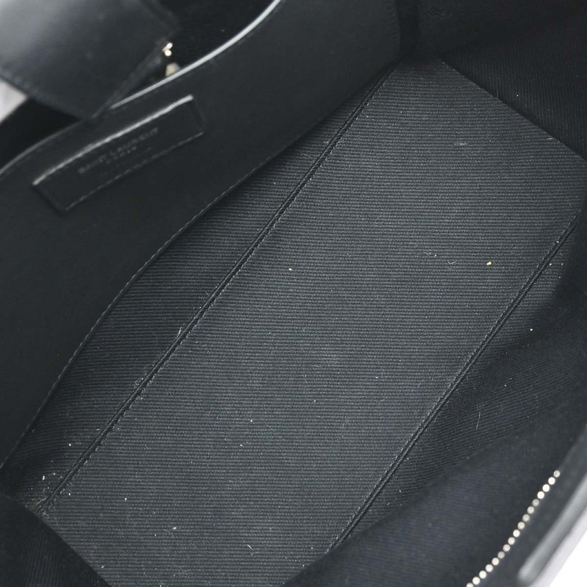 Saint Laurent Monogram Cabas Downtown Raffia And Leather Black Leather Tote Bag Bag (Pre-Owned)