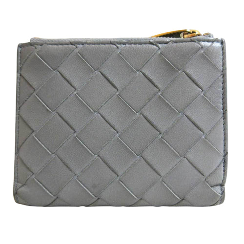 Bottega Veneta Intrecciato Grey Leather Wallet  (Pre-Owned)
