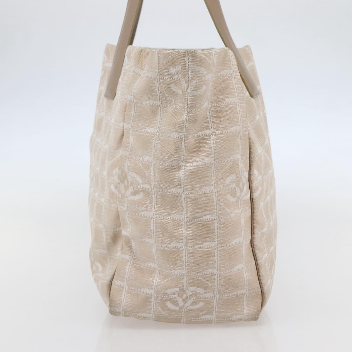 Chanel Travel Line Tote Nylon Beige Nylon Bag (Pre-Owned)