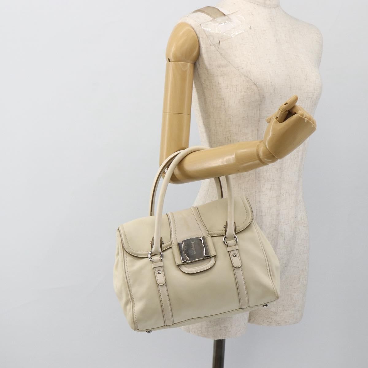 Salvatore Ferragamo Vintage Leather White Leather Handbag (Pre-Owned)