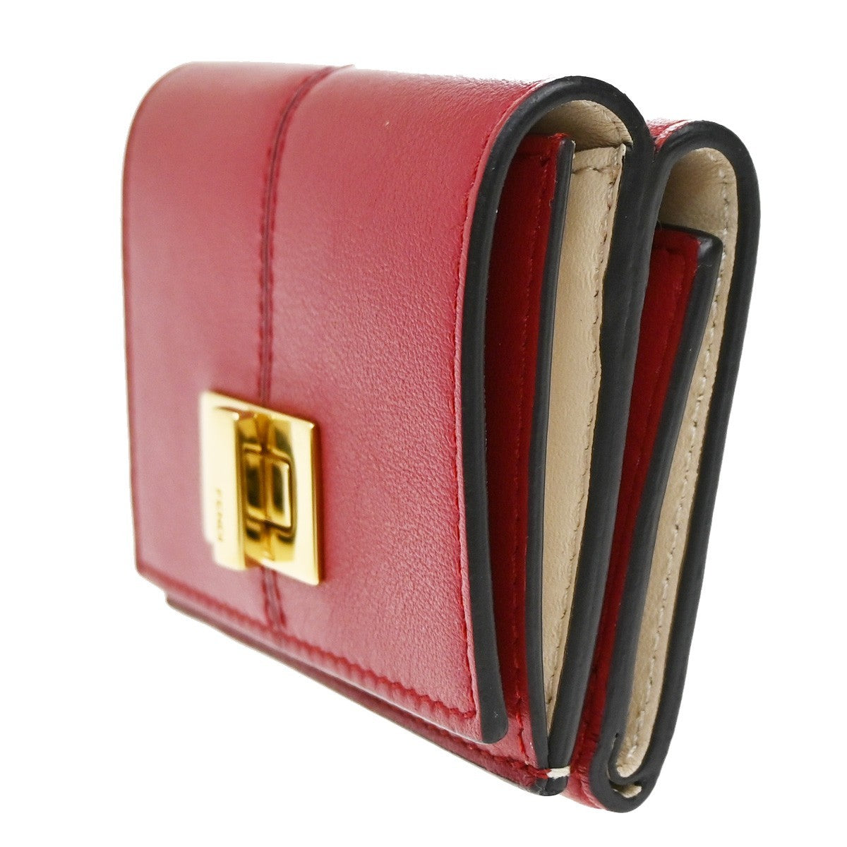 Fendi Peekaboo Leather Red Leather Wallets Accessory (Pre-Owned)
