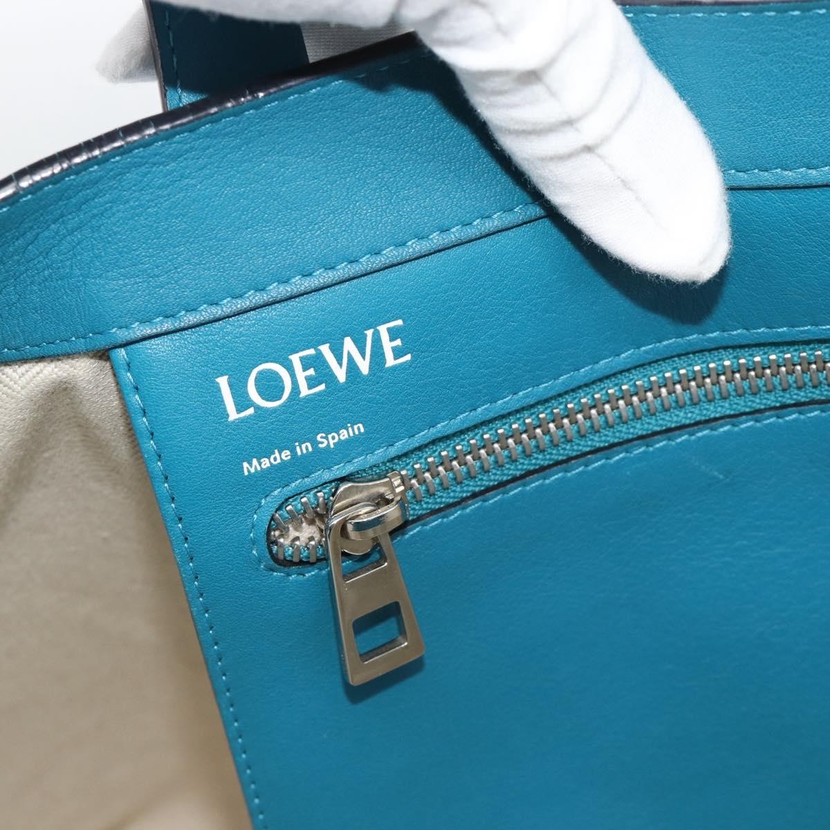 Loewe Anagram Leather Blue Leather Tote Bag Bag (Pre-Owned)