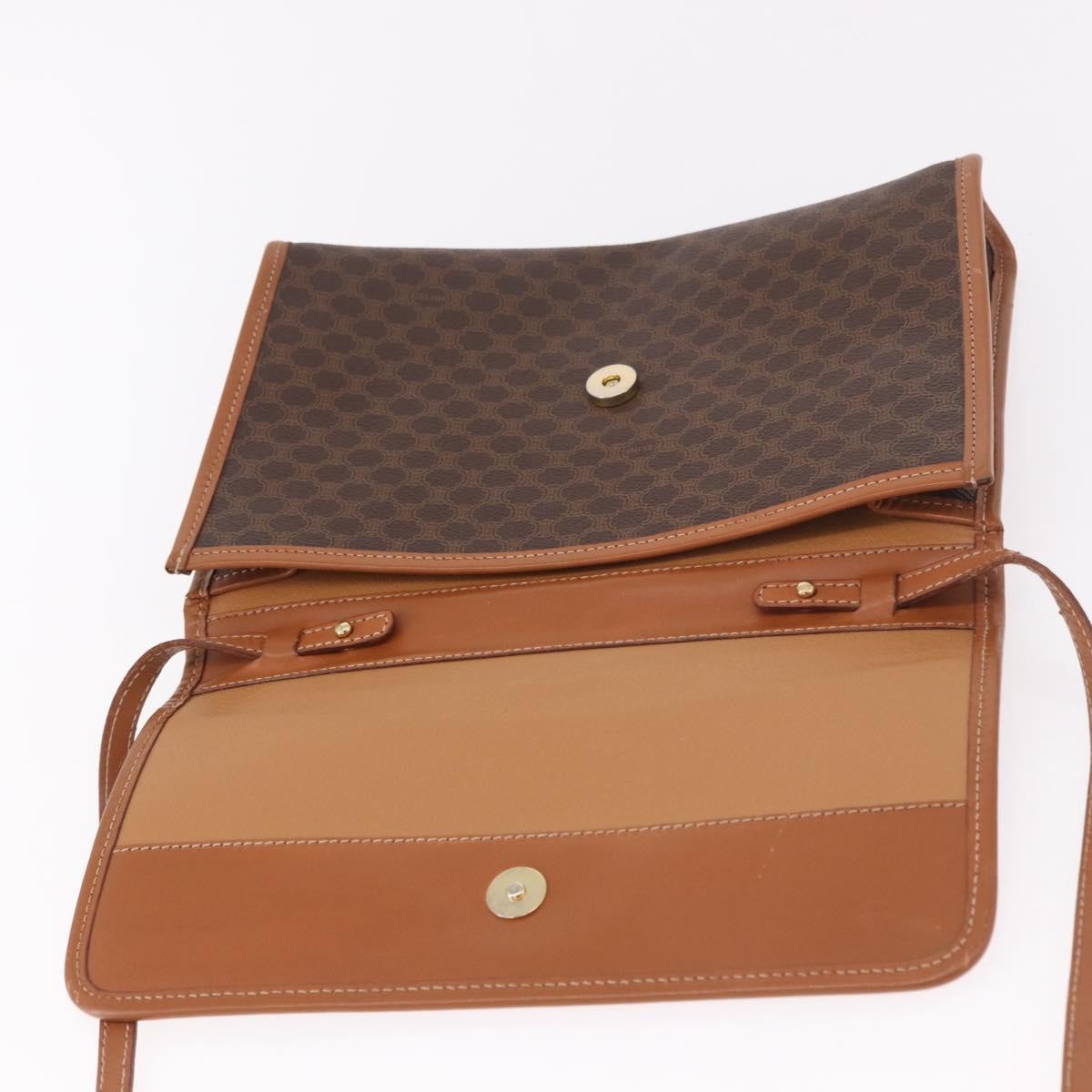 Celine Vintage Macadam Canvas And Leather Brown Canvas Shoulder Bag Bag (Pre-Owned)