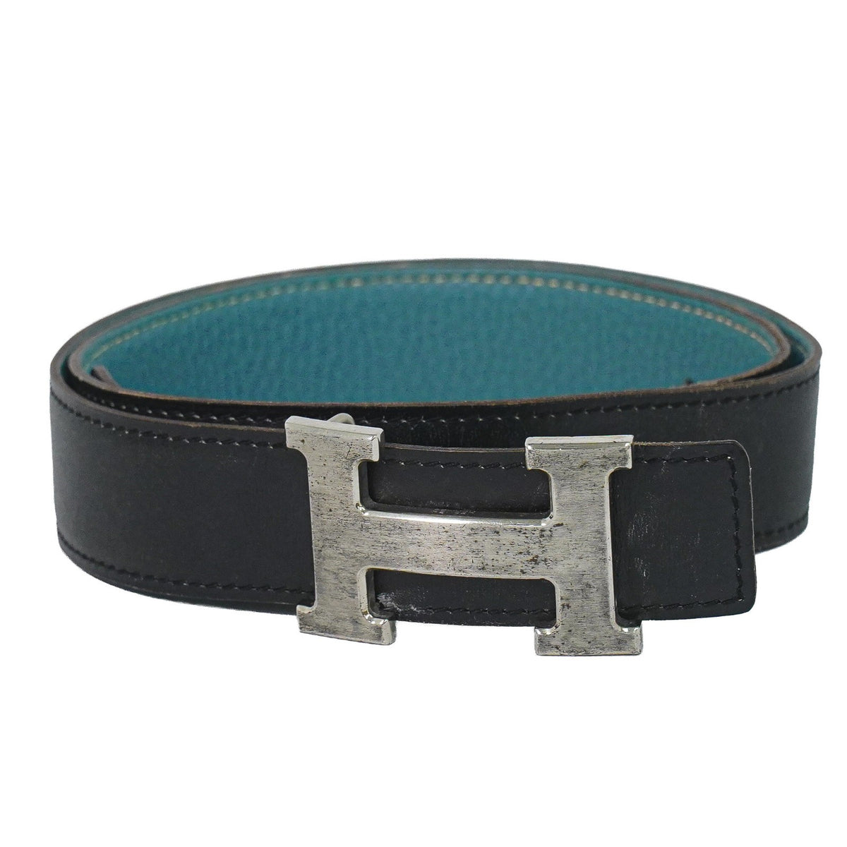Hermes Constance Reversible Belt Leather With Guilloche Hardware Black Leather Belts Accessory (Pre-Owned)
