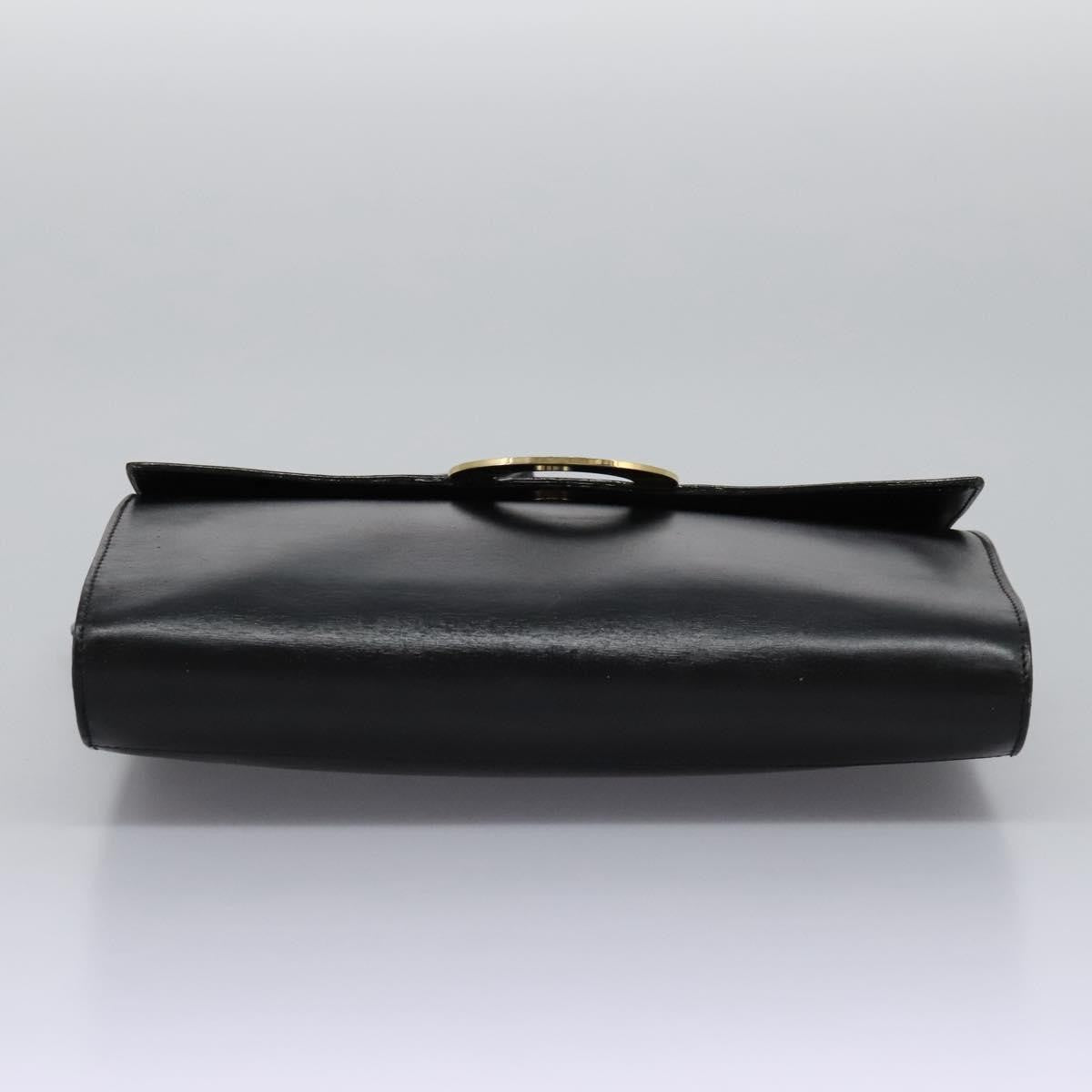Celine Vintage Circle Logo Leather Black Leather Bag (Pre-Owned)