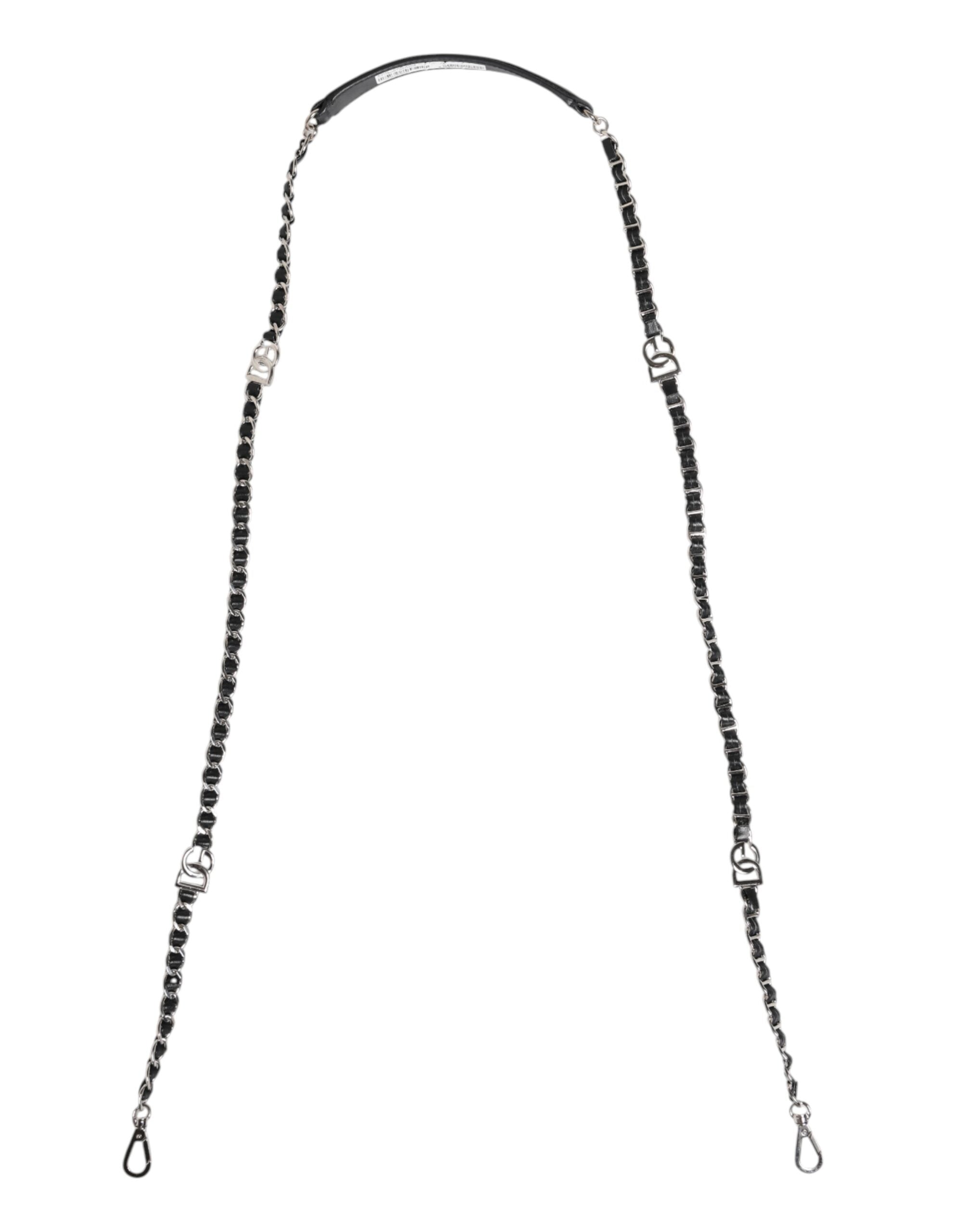 Dolce & Gabbana Black Leather DG Logo Chain Bag Shoulder Women's Strap (Pre-Owned)