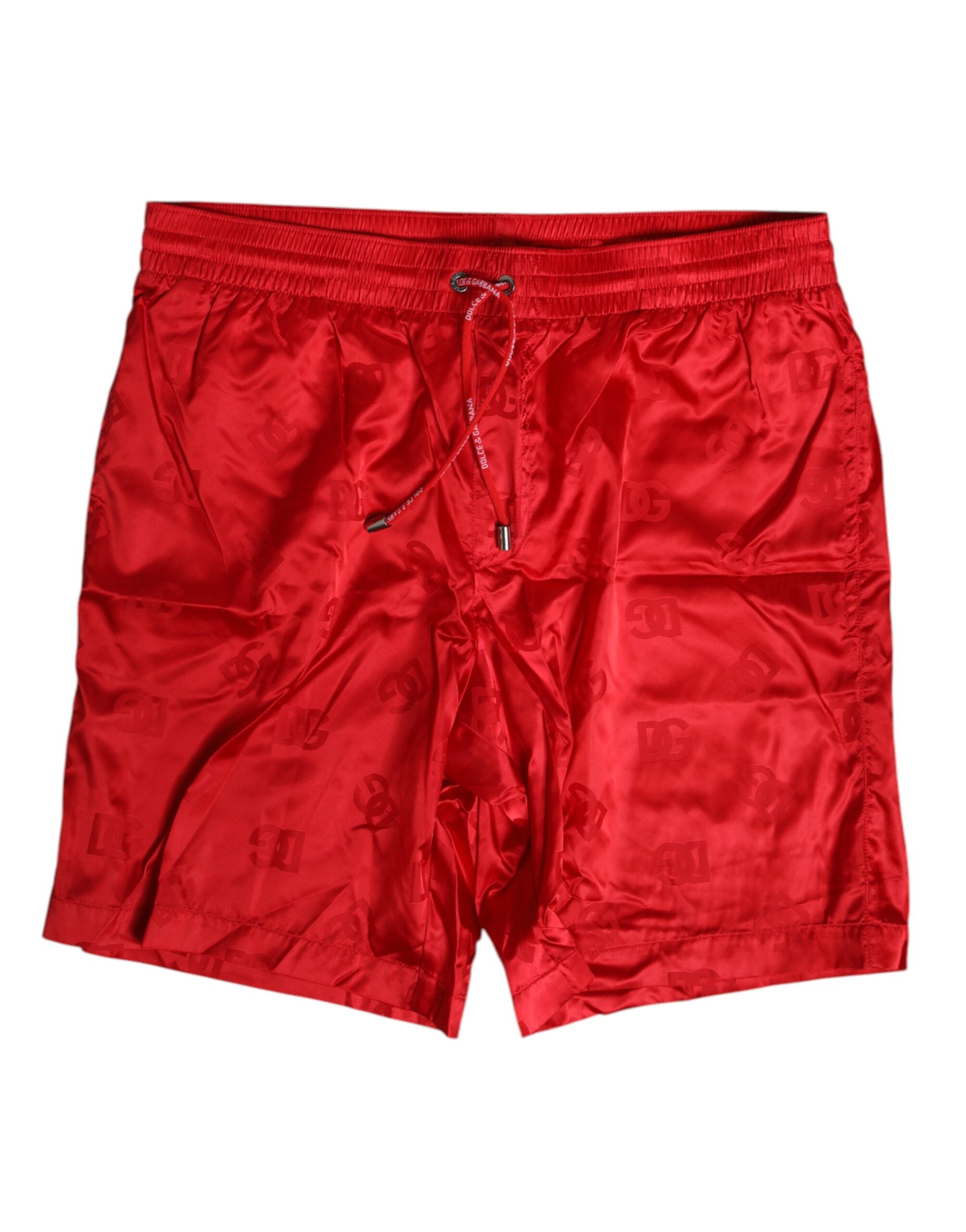 Dolce & Gabbana Red Nylon Drawstring Beachwear Shorts Men's Swimwear