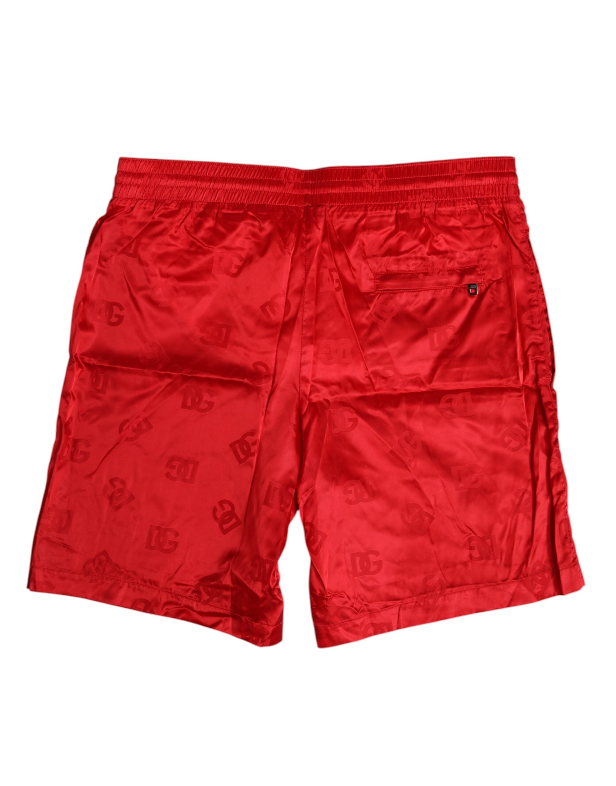 Dolce & Gabbana Red Nylon Drawstring Beachwear Shorts Men's Swimwear