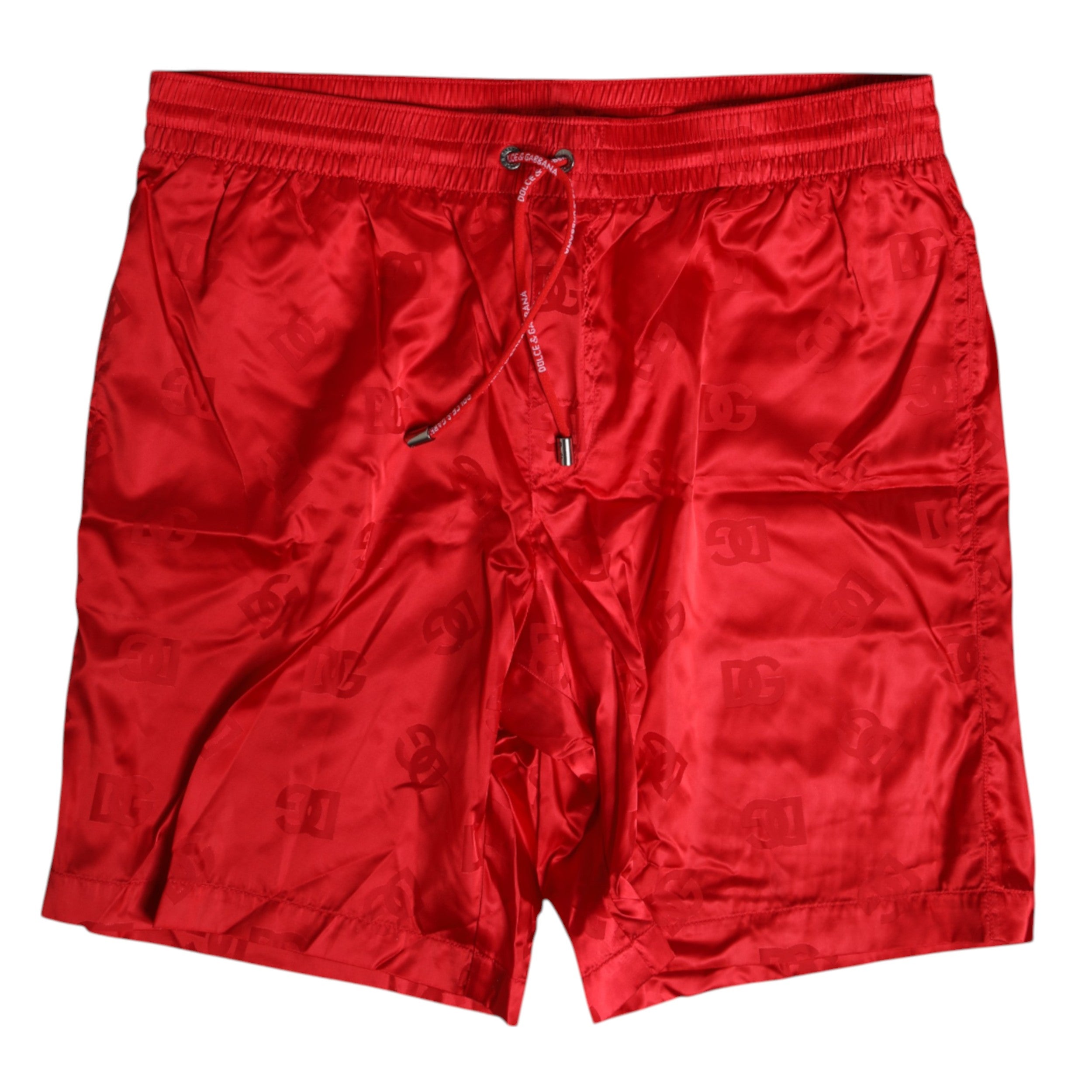 Dolce & Gabbana Red Nylon Drawstring Beachwear Shorts Men's Swimwear