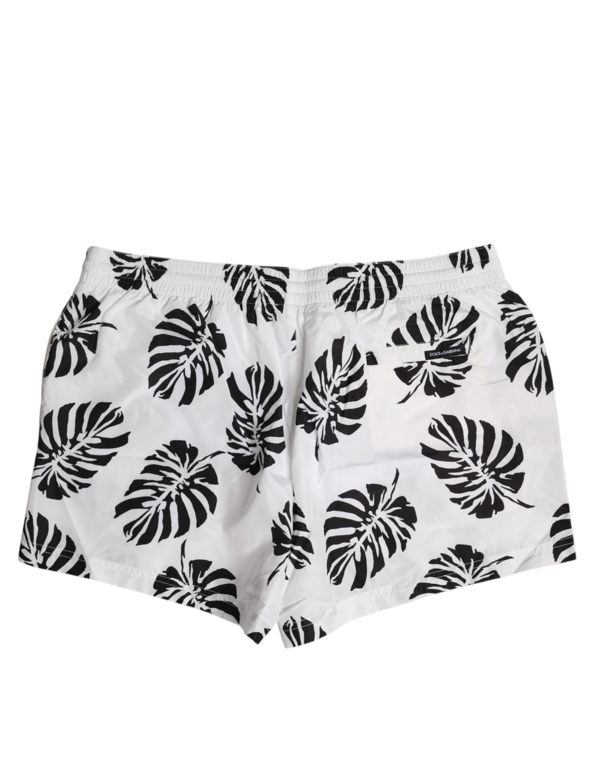 Dolce & Gabbana White Black Print Beachwear Shorts Men's Swimwear