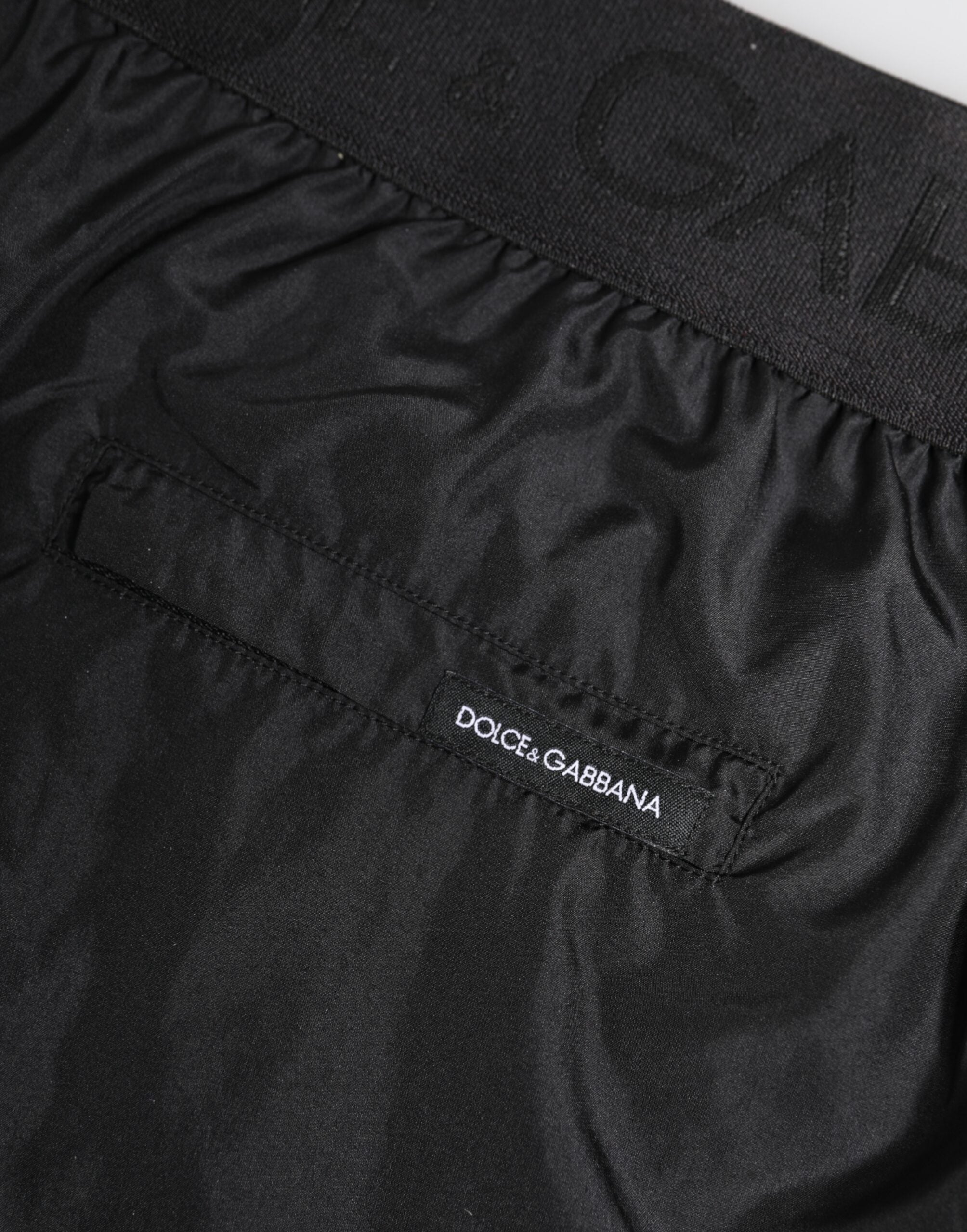 Dolce & Gabbana Black Logo Print Beachwear Men Shorts Men's Swimwear