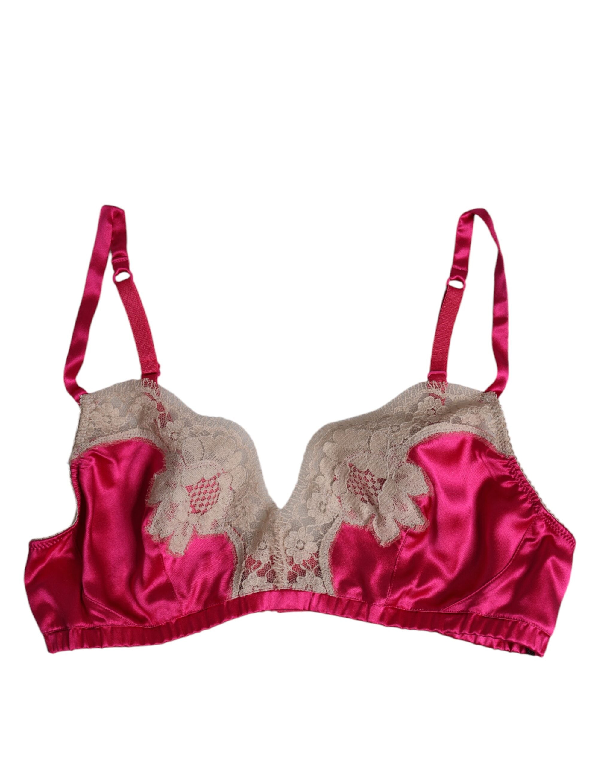 Dolce & Gabbana Magenta Floral Lace Silk Non Wire Bra Women's Underwear