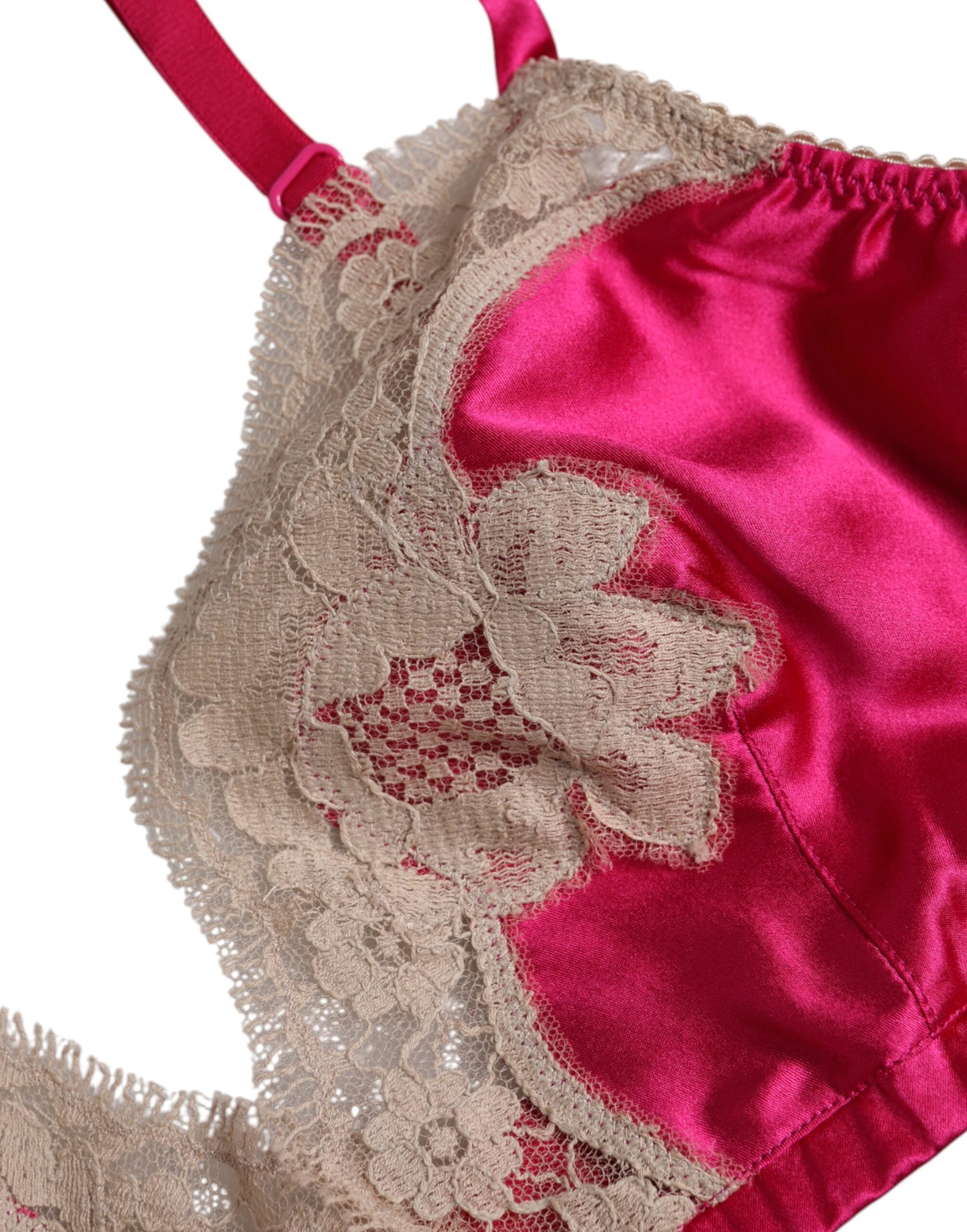 Dolce & Gabbana Magenta Floral Lace Silk Non Wire Bra Women's Underwear