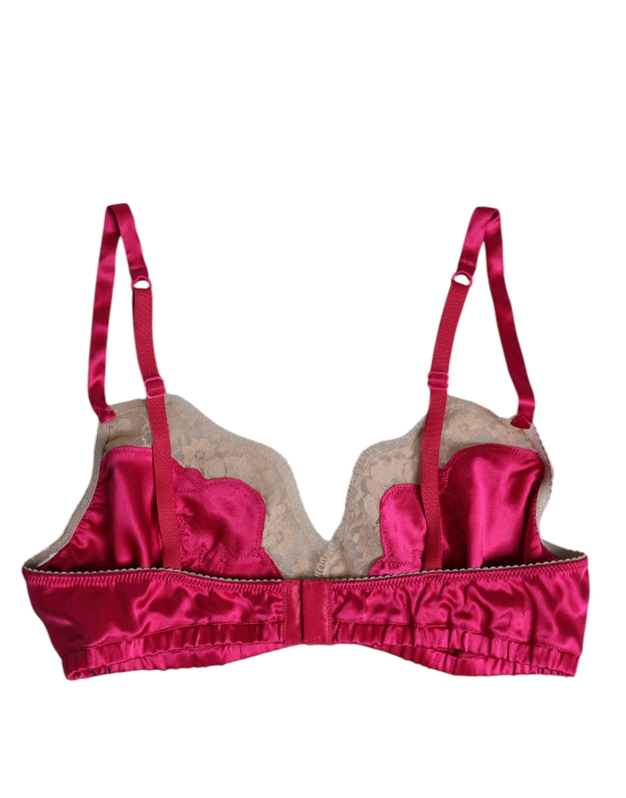 Dolce & Gabbana Magenta Floral Lace Silk Non Wire Bra Women's Underwear