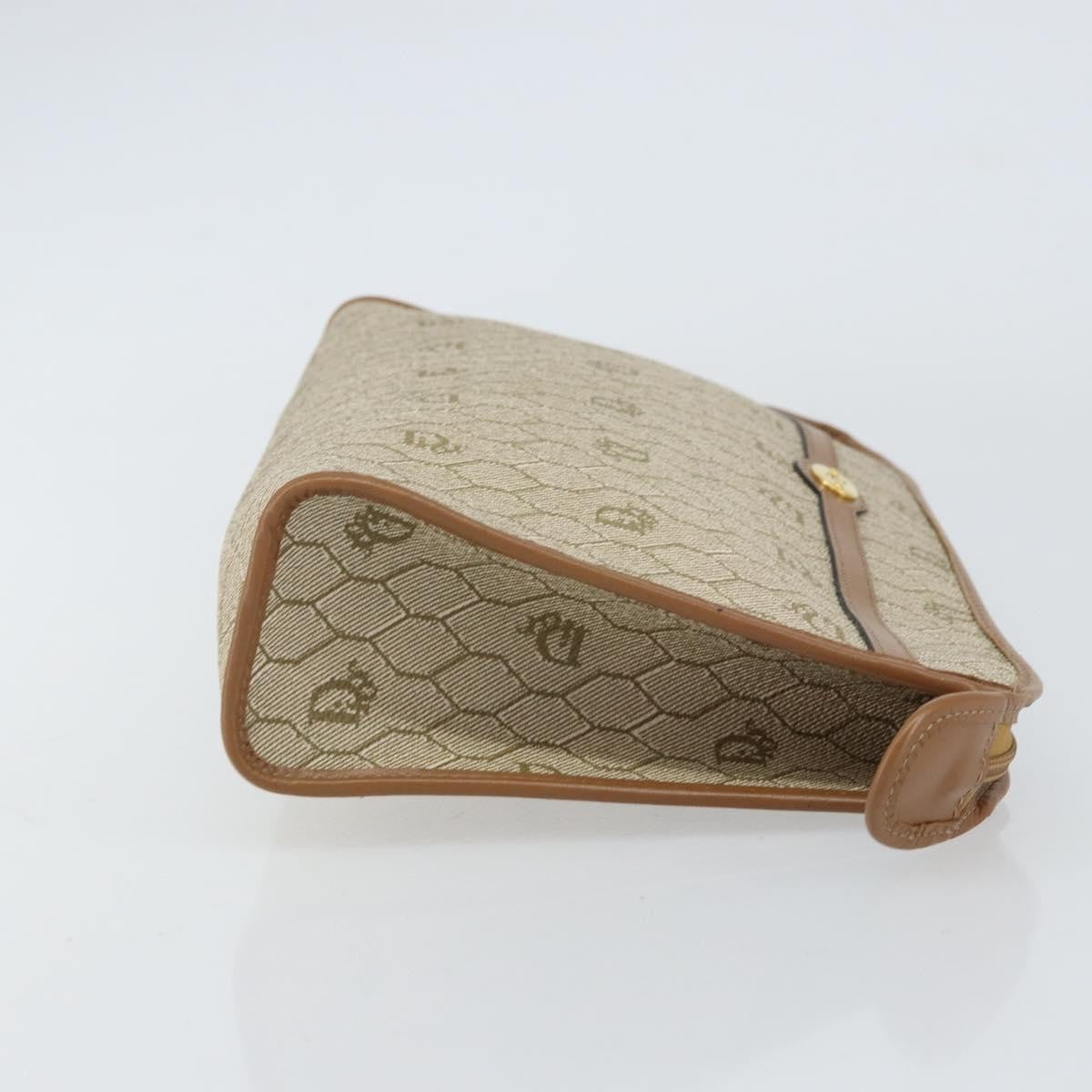 Christian Dior Vintage Honeycomb Zip Coated Canvas Beige Canvas Clutche & Pouche Bag (Pre-Owned)