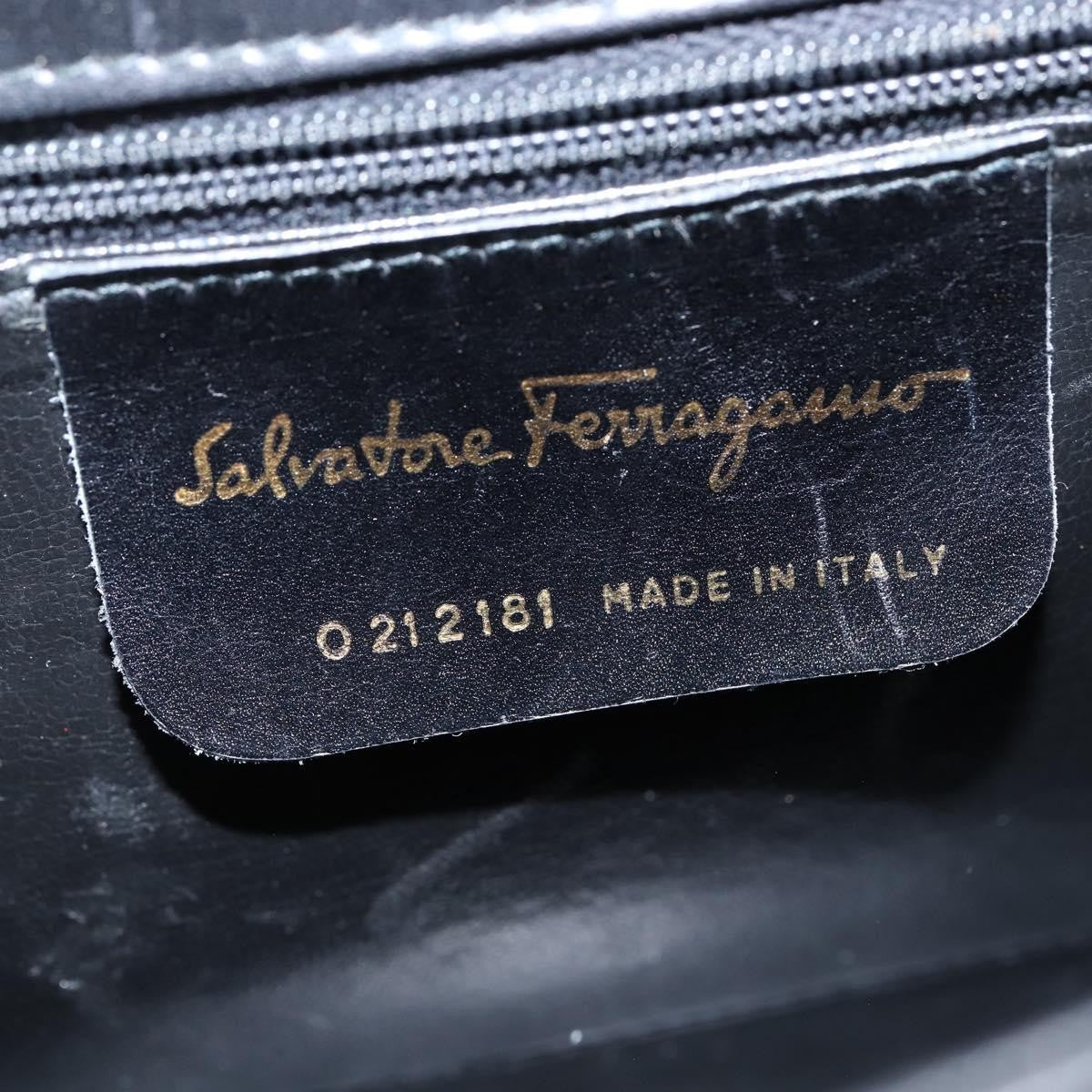 Salvatore Ferragamo Gancini Convertible Top Handle Leather Black Leather Handbag (Pre-Owned)