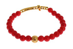 Nialaya Elegant Gold and Red Coral Beaded Women's Bracelet