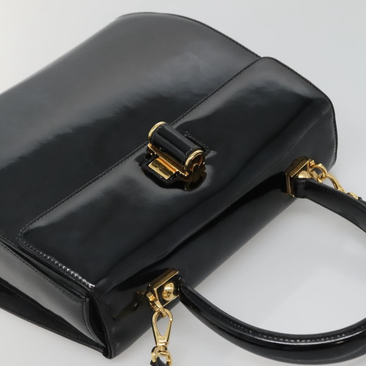 Salvatore Ferragamo Gancini Patent Leather Black Patent_Leather Shoulder Bag Bag (Pre-Owned)